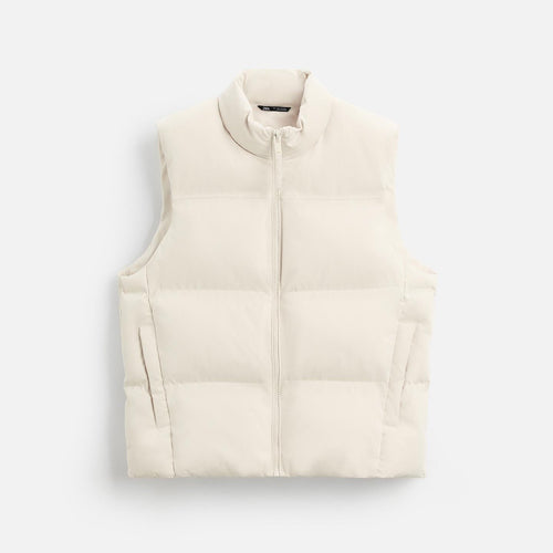 WHITE SLEEVELESS DOWN JACKET