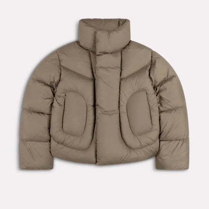 Green Roll Neck Puffer Jacket
