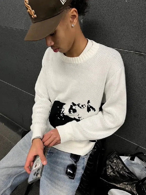 White Knit “Pixel Art”
